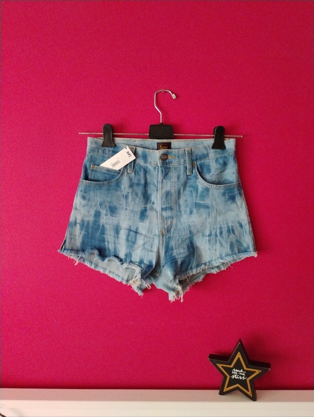 Lee High Rise Cut Off Denim Jean Shorts Acid Wash Style Size 29